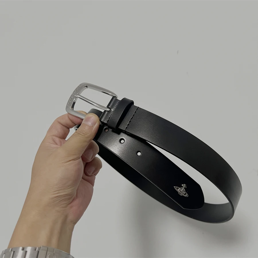 土星テールラベルバックルレザーベルト精密加工小型ニードルバックル合金素材メンズシンプルスタイルウエストベルト