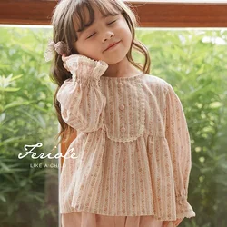 Camicia stile corte da ragazza HoneyCherry Nuova camicia da bambola floreale francese dolce vento per bambini Camicetta Lolita