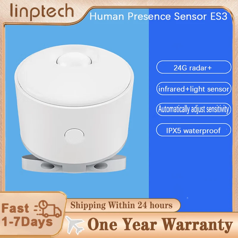 

Linptech Smart Human Body Presence Sensor ES3 6M 180° 24G Radar+Infrared +Light Sensor Three In One Human Static Recognition