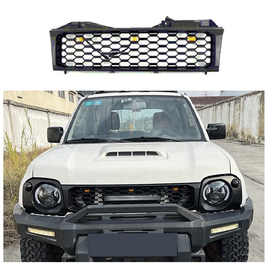 

Pop ABS Grille Grills For Suzuki JImny 2012 2013 2014 2015 2016 2017 2018 Racing Grill+Front Lamps Cover+Led Headlamps Auto Part