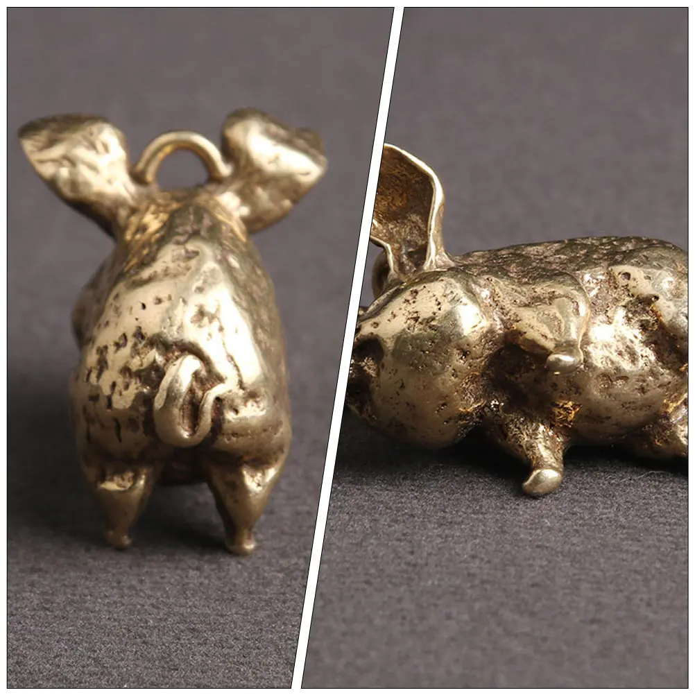 1Pcs Brass Pig Shaped Pendant Fine Polish Smooth Surface Keychain Home Adornment Mini Ornament Bag Car Decor Creative Gift Idea
