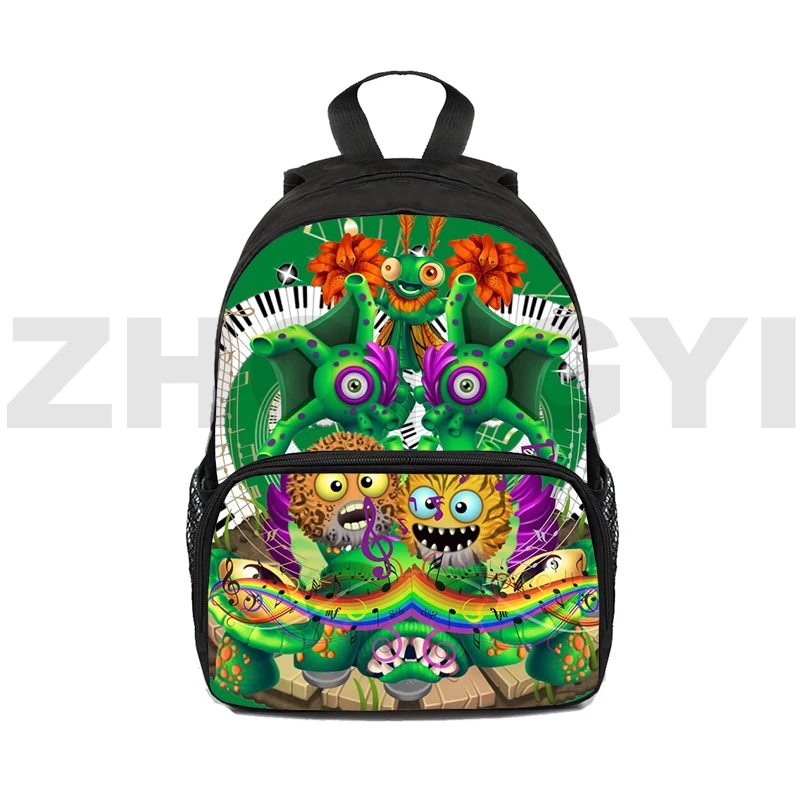 Kawaii Merch My Singing Monsters School Bags 16 Inch Fashion Female Rucksack Nylon Travel Bag Student Kids Cartoon Backpacks