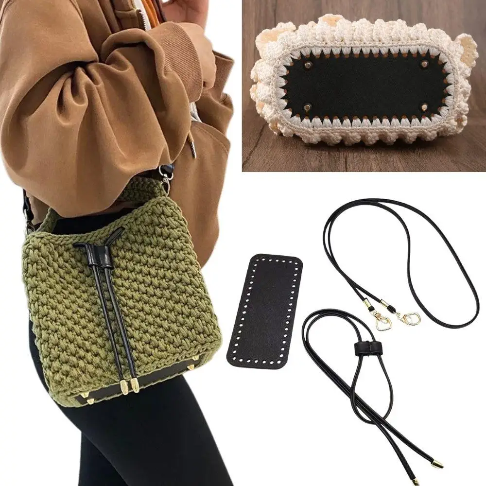 3 Stuks Diy Portemonnee Maken Kit Met Handvatten Pu Lederen Emmer Tas Basis & Schouderriem Diy Gehaakte Handtas accessoires Materiaal Hot