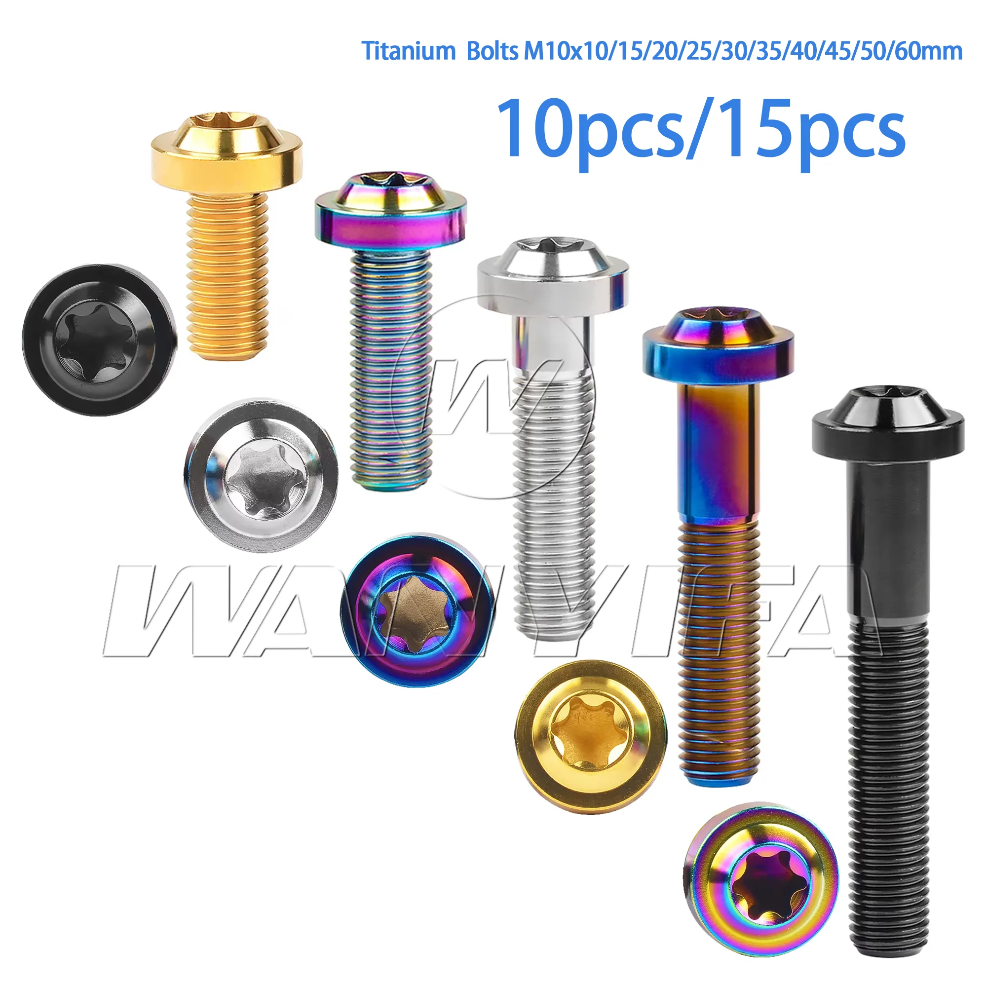Titanium Alloy Bolts M10x10-60mm Butterfly Head, 18-Point Drive Suitable for Motorcycle and Automotive Parts