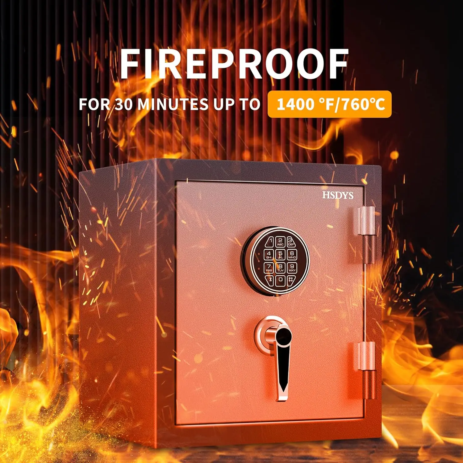 Firproof Safe Box 1.0 Cubic Feet,Security Safe With Digital Keypad and Key Lock, Home Safes Locker Box For Documents,Jewelry,Mon