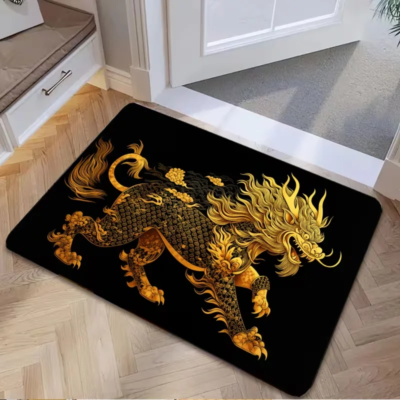 Golden Dragon Welcome Door Mat Indoor and Outdoor Dual Use Anti Slip Entry Mat Hand Decor Mat Home Doors Wear Resistant Durable