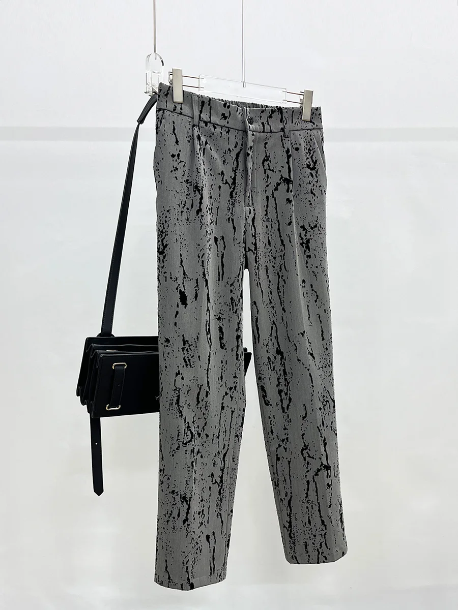 

Casual Loose Straight Leg Suit Pants Men's Loose Fit Dyeing Ink adient Design Youth Faion Autumn Long Trousers