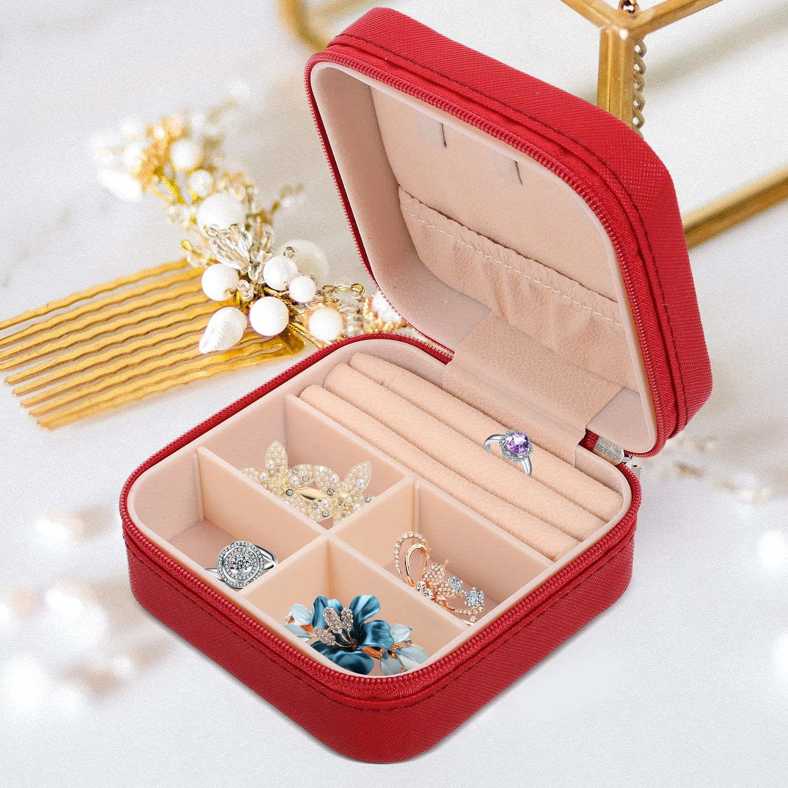 

Storage Box Organizer For Women Men Travel Size Small Jewelry Boxes With Drawers Portable Necklace Earring Ring Holder Case