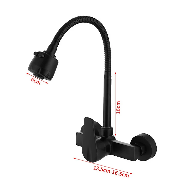Swivel Bathtub Faucet Wall Mounted Kitchen Tap Sprayer Nozzle 360 Degree Rotate Flexible Hose Double Holes Cold Hot Mixer Tap