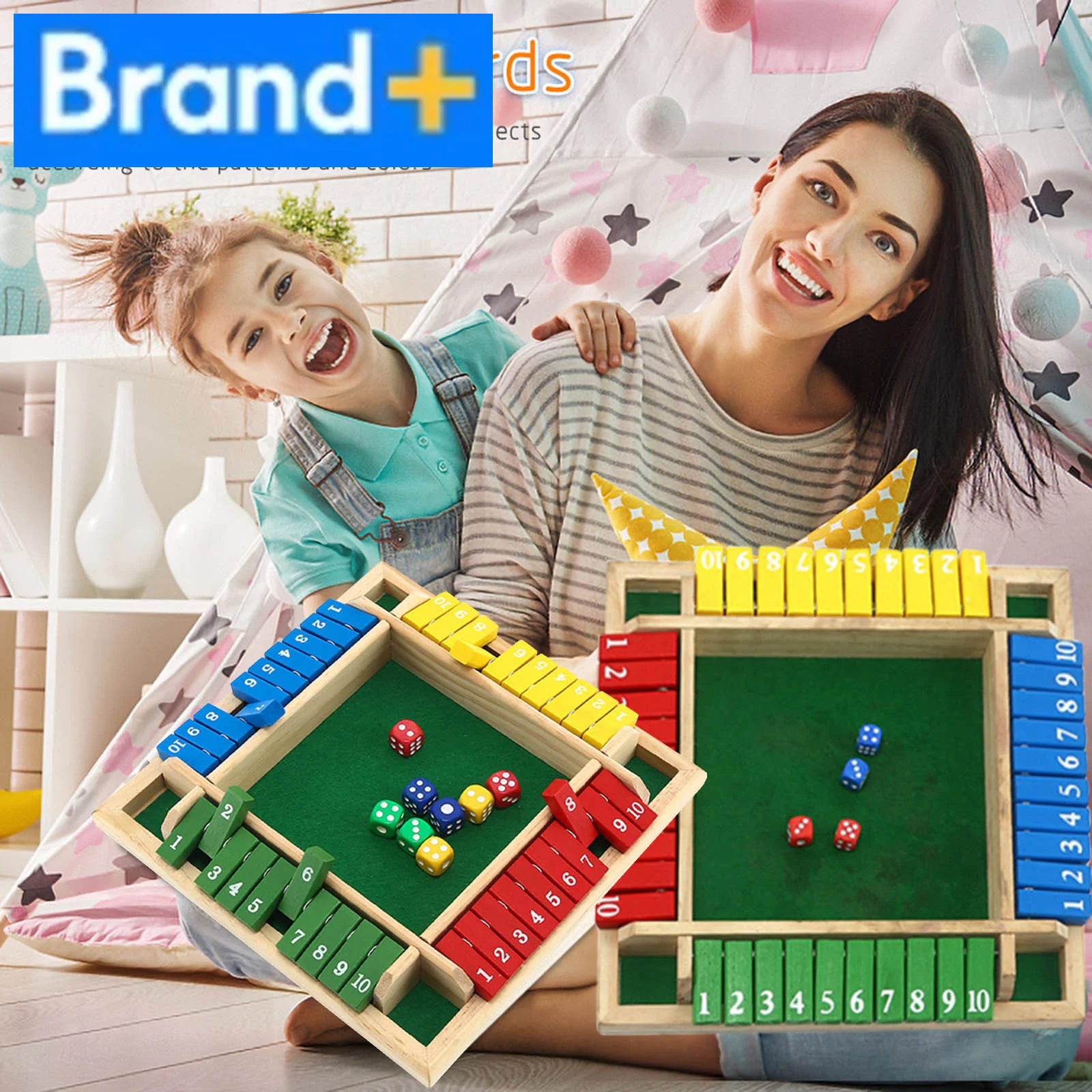 

Shut The Box Dice Game With 8 Wooden Dice - Classic 2-4 Player Family Math Game On Solid Wood Board, Perfect For Christmas Gathe