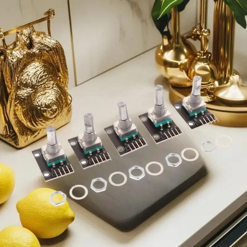 2/5 مجموعة من وحدة تشفير دوران 360 درجة KY-040، محملة بالكامل مع مقياس جهد غطاء المقبض