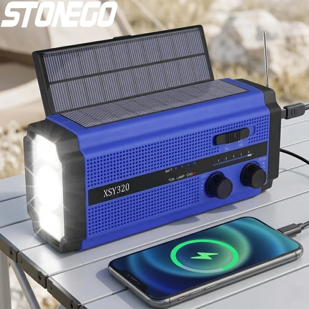 

Portable AM FM Solar Crank Emergency Radio 5000mAh Power Bank LED Torch Reading Light SOS Alarm Outdoor Camping Hiking Survival