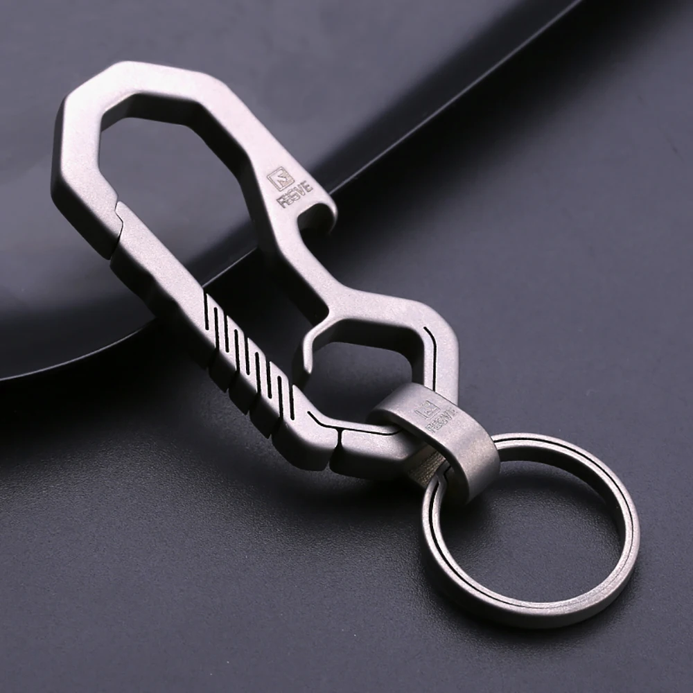 الفاخرة التيتانيوم سيارة مفتاح سلسلة حلقة حامل الرجال خفيفة التيتانيوم المفاتيح معلقة مشبك كيرينغ EDC أداة أفضل هدية الكريسماس #3