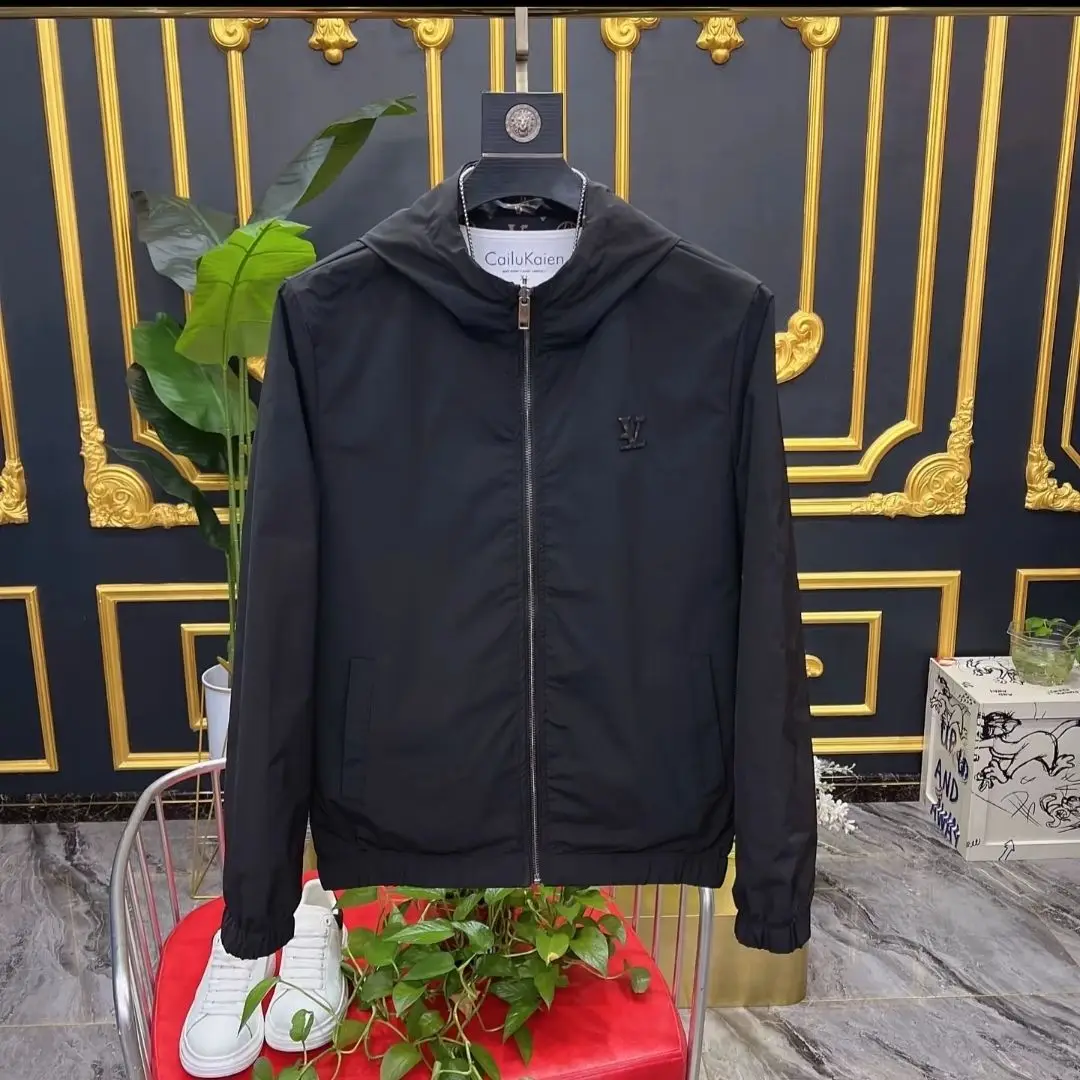 Spring 2025 new two-sided fashion with the same trendy brand casual hooded color matching jacket men's trend casual versatile