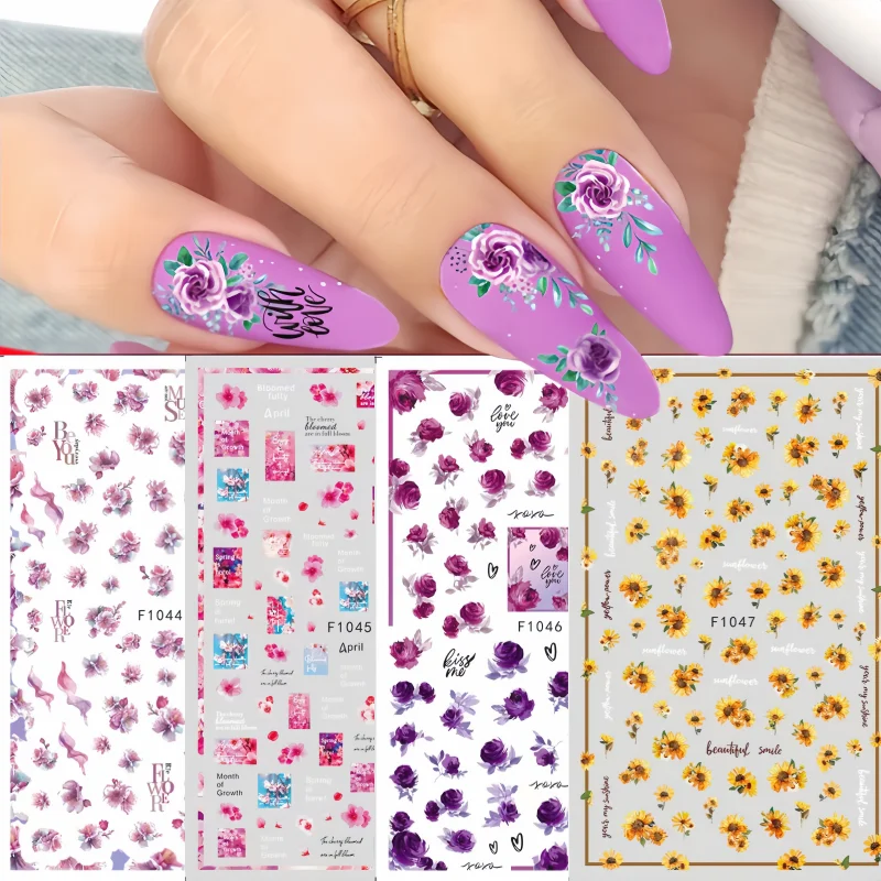 1pcs 3D Nail Stickers Cute Rabbit Flower Colorful Butterfly Mix Theme Nail Art Accessories For Lovely Nail Decals Design
