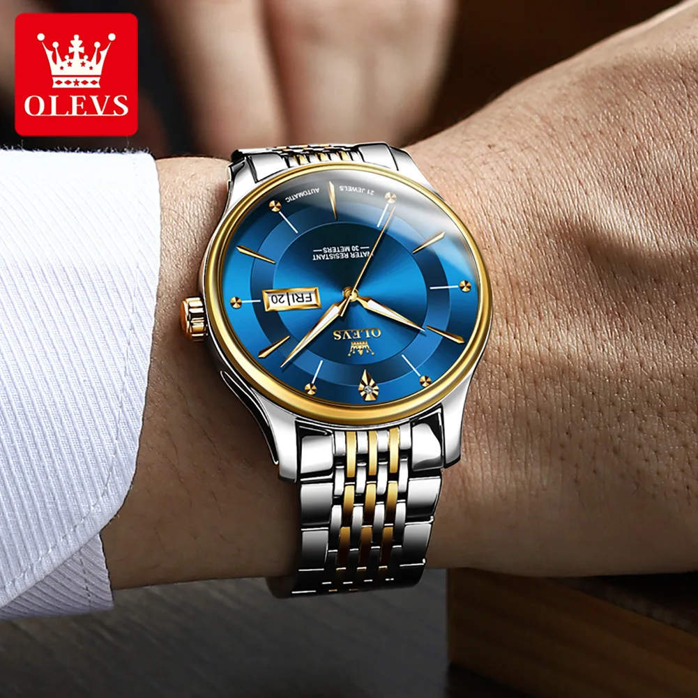 OLEVS 9927 Men's Watches Classic Calendar Stainless steel Luminous Waterproof Automatic Mechanical Watch