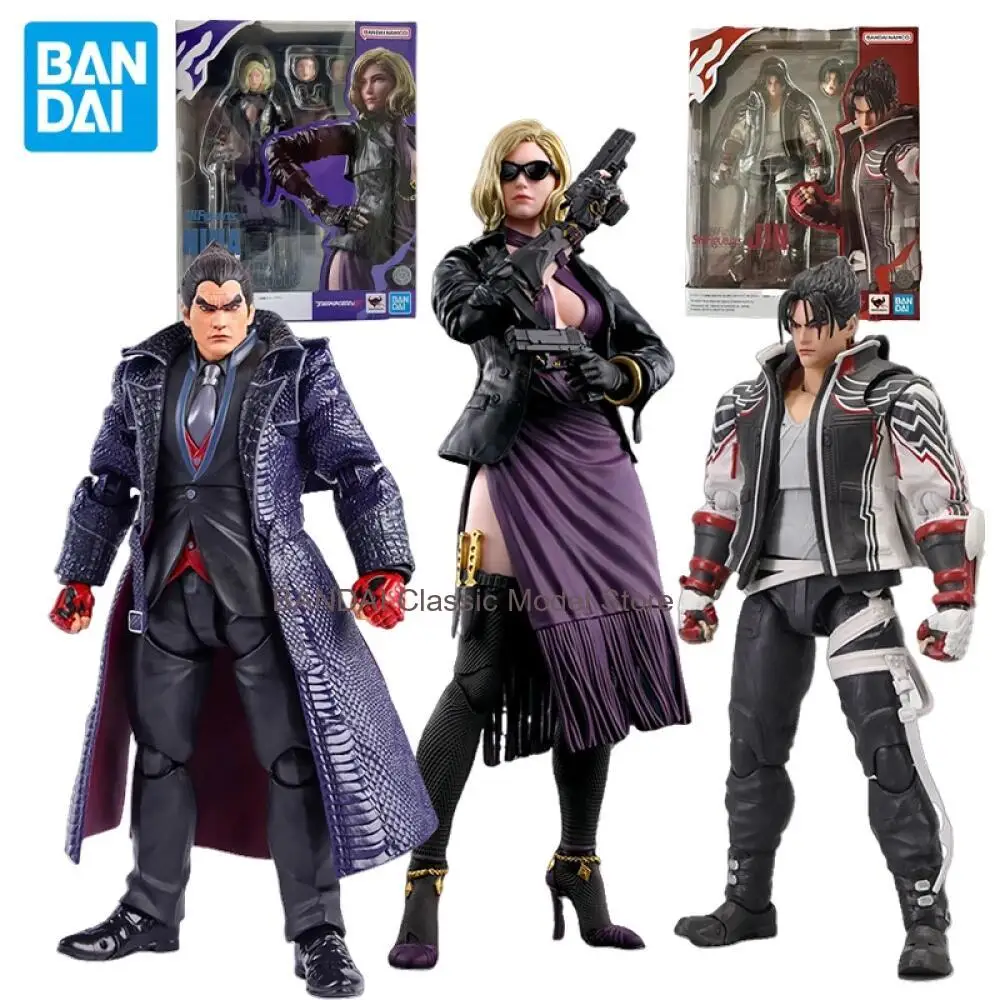 Bandai JIn SHF Nina Williams Action Figure KAZUYA MISHIMA Tekken 8 Amine Figures Collection Display Model Gifts for Boys Toys