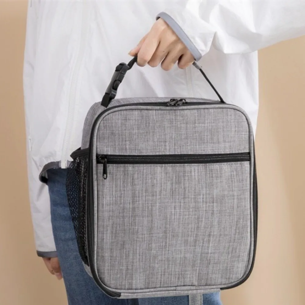 Breakfast Box Oxford Cloth Thermal Lunch Bag Leak-Proof Square Portable Cooler Tote Waterproof Insulated Lunch Box School Use