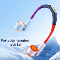 Candy Color Contrast Hanging Neck Fan USB Charging 2400mAh Battery Portable Small Halter Turbine Fan for Outdoor Travel Sport