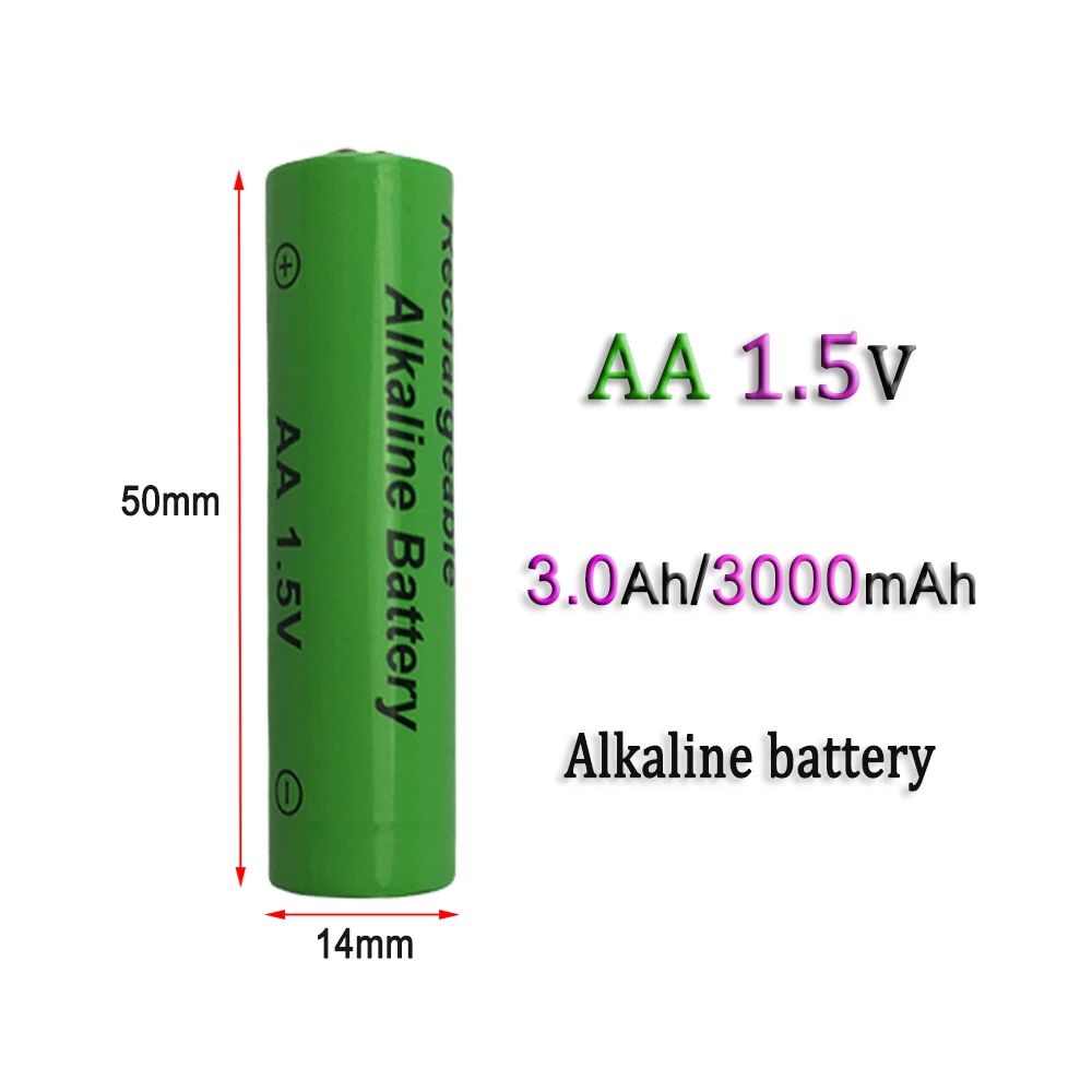 AA 1.5V 3000mAh/3.0Ah  Alkaline Rechargeable Battery Suitable  For MP3 RC Toys LED Flashligh