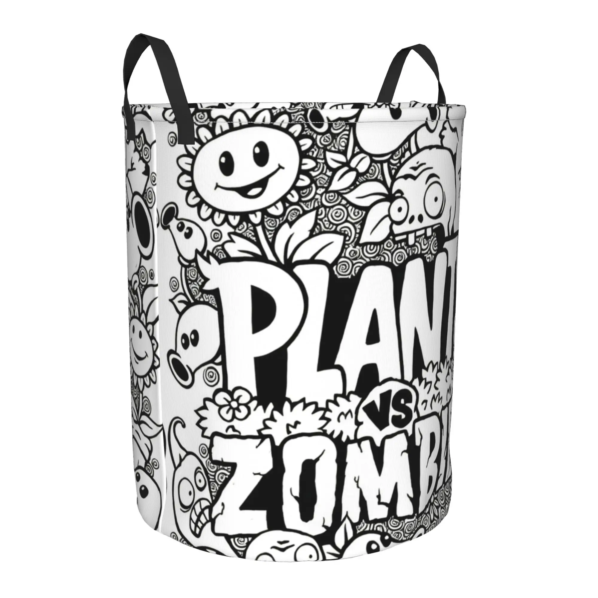 Custom P-Plantsed Vs. Zombiesed Laundry Basket Collapsible Sunflower Pattern Baby Hamper for Nursery Toys Organizer Storage Bins