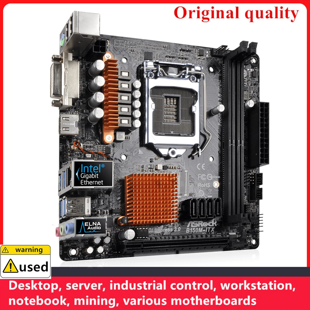 B150M-ITX Mini ITX Motherboards, usado para Intel B150 Desktop Mainboard, SATA III, USB 3.0, LGA 1151, DDR4, 32GB