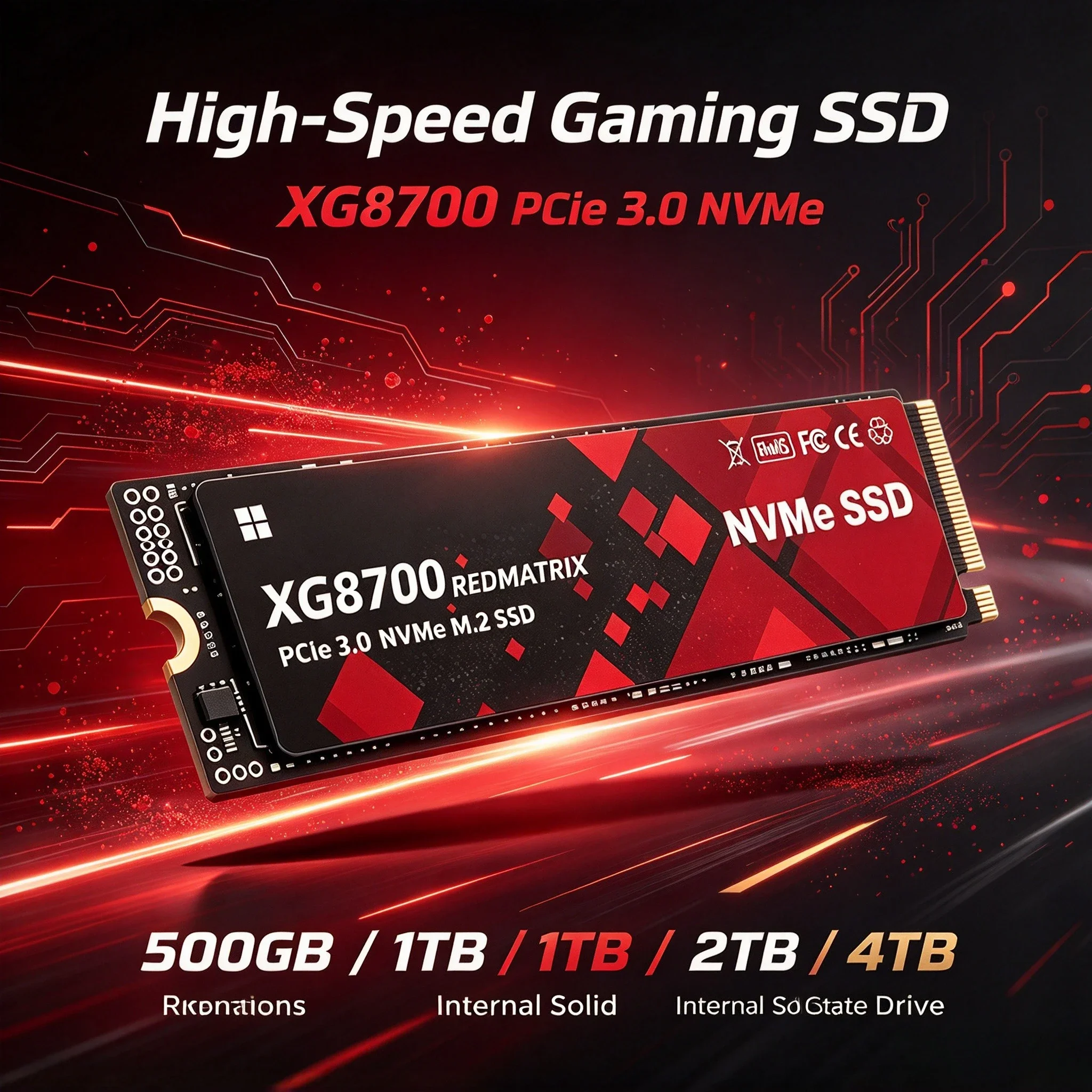 XG8700 M.2 NVMe SSD PCIe 3.0  500GB 1TB 2TB 4TB Capacity High‑Speed Internal Gaming Solid State Drive for PC Laptop