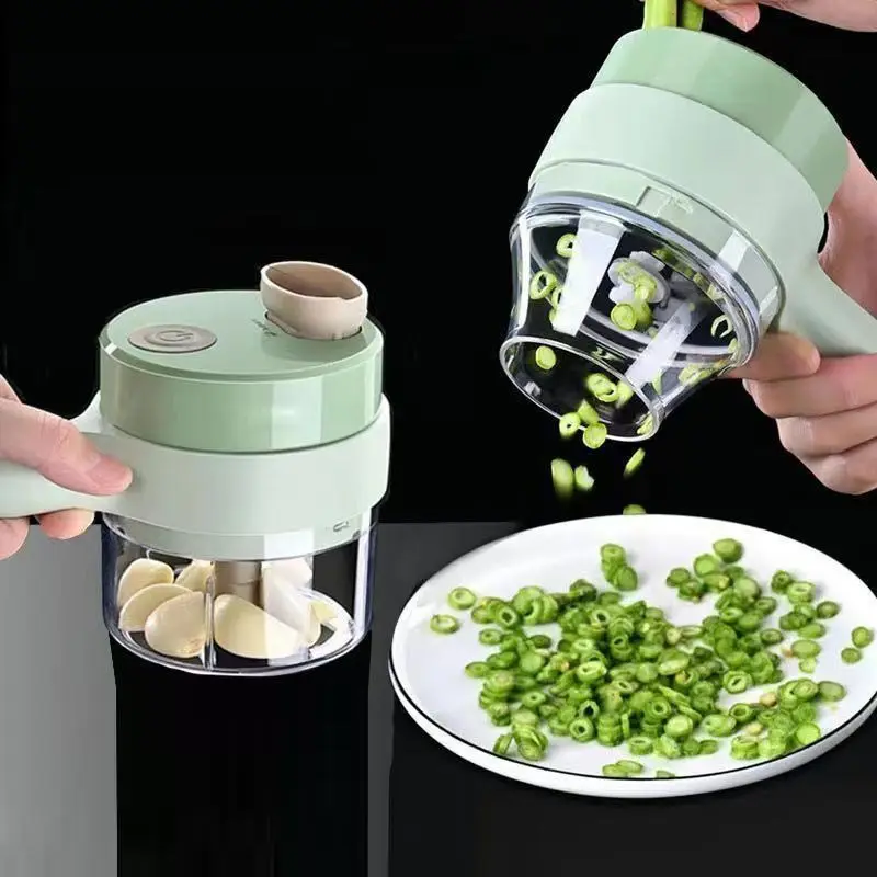 4 In1 Electric Vegetable Cutter Set Handheld Wireless Electric Garlic Masher Food Chopper Meat Grinder Machine Food Peel Slice