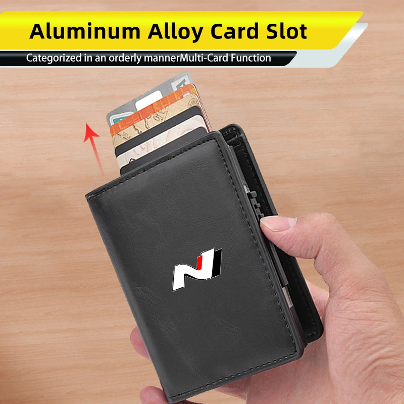 Car Men's Wallet Leather Pop-Up Card Holder Coin Purse Accessories For Hyundai I30 I20 IX35 I40 Tucson Getz Veloster Kona Elantr