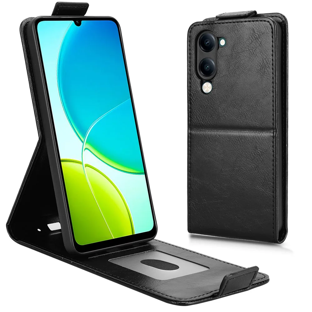 

For Vivo Y04 4G Flip Vertical Case Retro Smooth Skin Leather Full Cover Card Holder For Vivo Y29S 4G Phone Bags