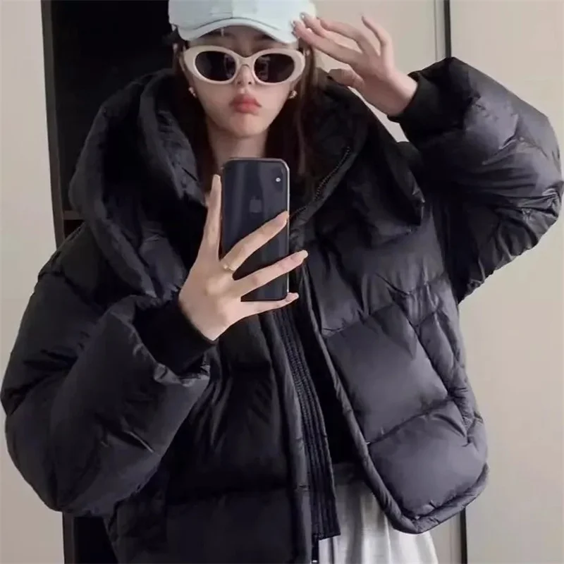 

Fashion Down Cotton Jacket Women Parkas 2025 Winter New Korean Cotton-Padded Coat Ladies Short Bread Outwear Hooded Overwear Top
