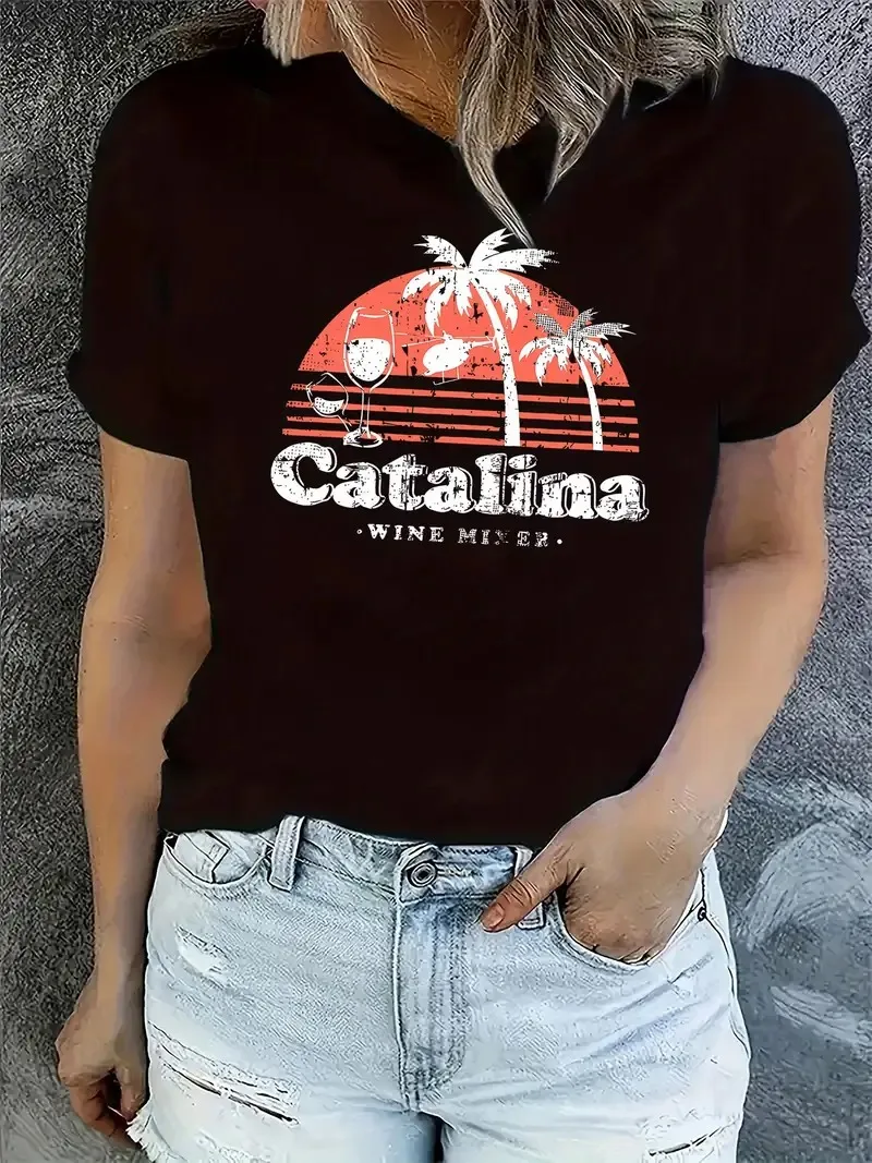 

Palm Tree Sunset Графический принт Лето Осень Зима Хлопковая мужская и женская футболка с коротким рукавом Роскошный бренд для занятий спортом на открытом воздухе