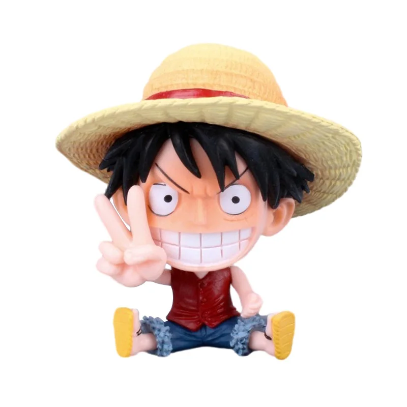 8-10cm Anime Figure One Piece Monkey D Luffy Roronoa Zoro Kawaii Toys Q-Version Figural Nendoroid Car Decoration PVC Model Gift