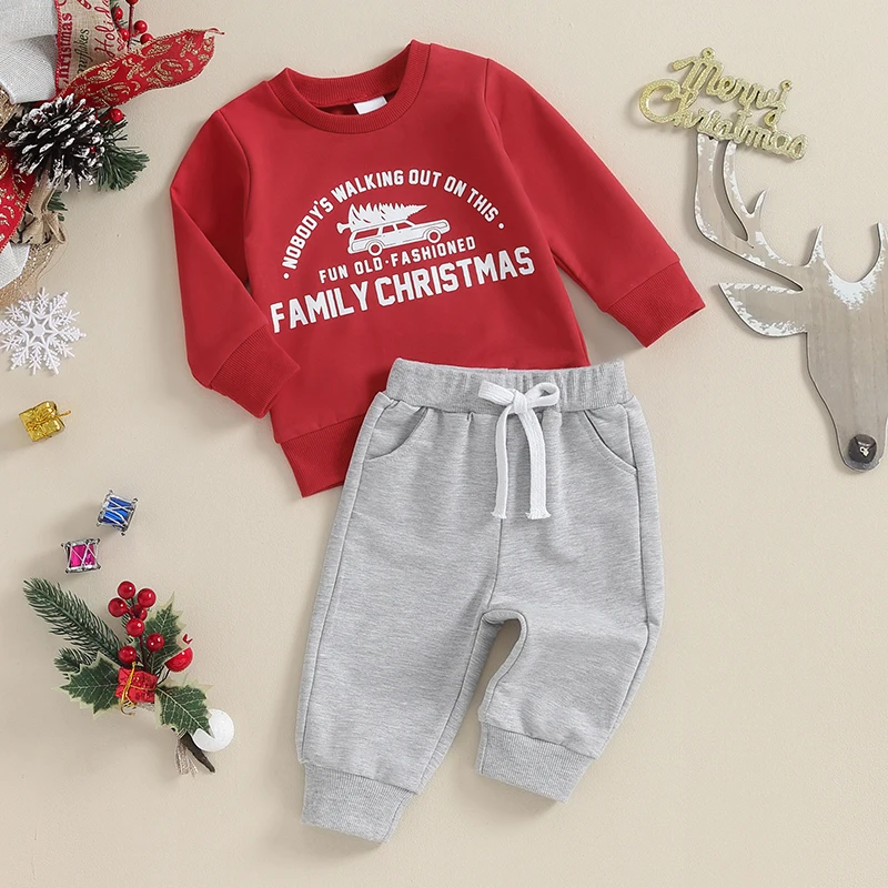 Toddler Infant Baby Boy Girl Christmas Outfit Santa Baby Sweatshirt Top Jogger Pants Clothes Fall Winter Clothes