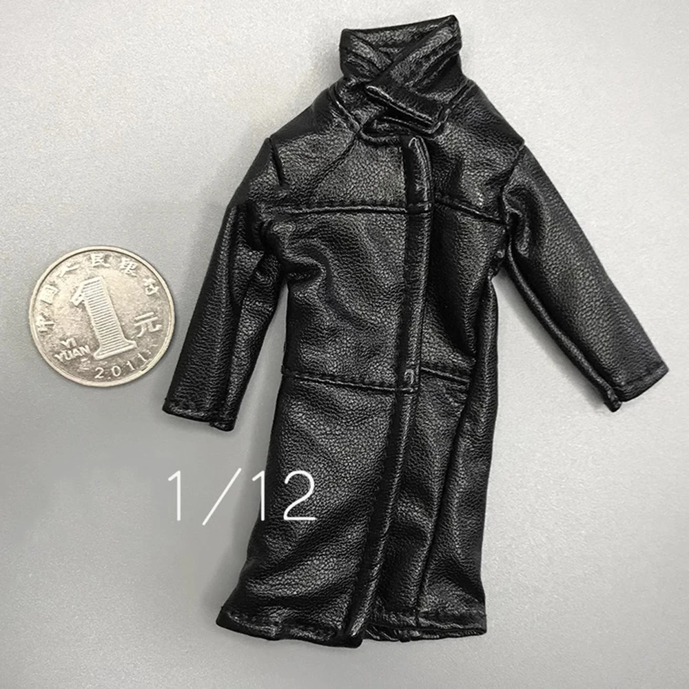 

1/12 Toys Model Tough Guy Publish Soldier Black Leather Long Coat Tops Fit 6" Action Figure Vtoys Gwtoys Collectable