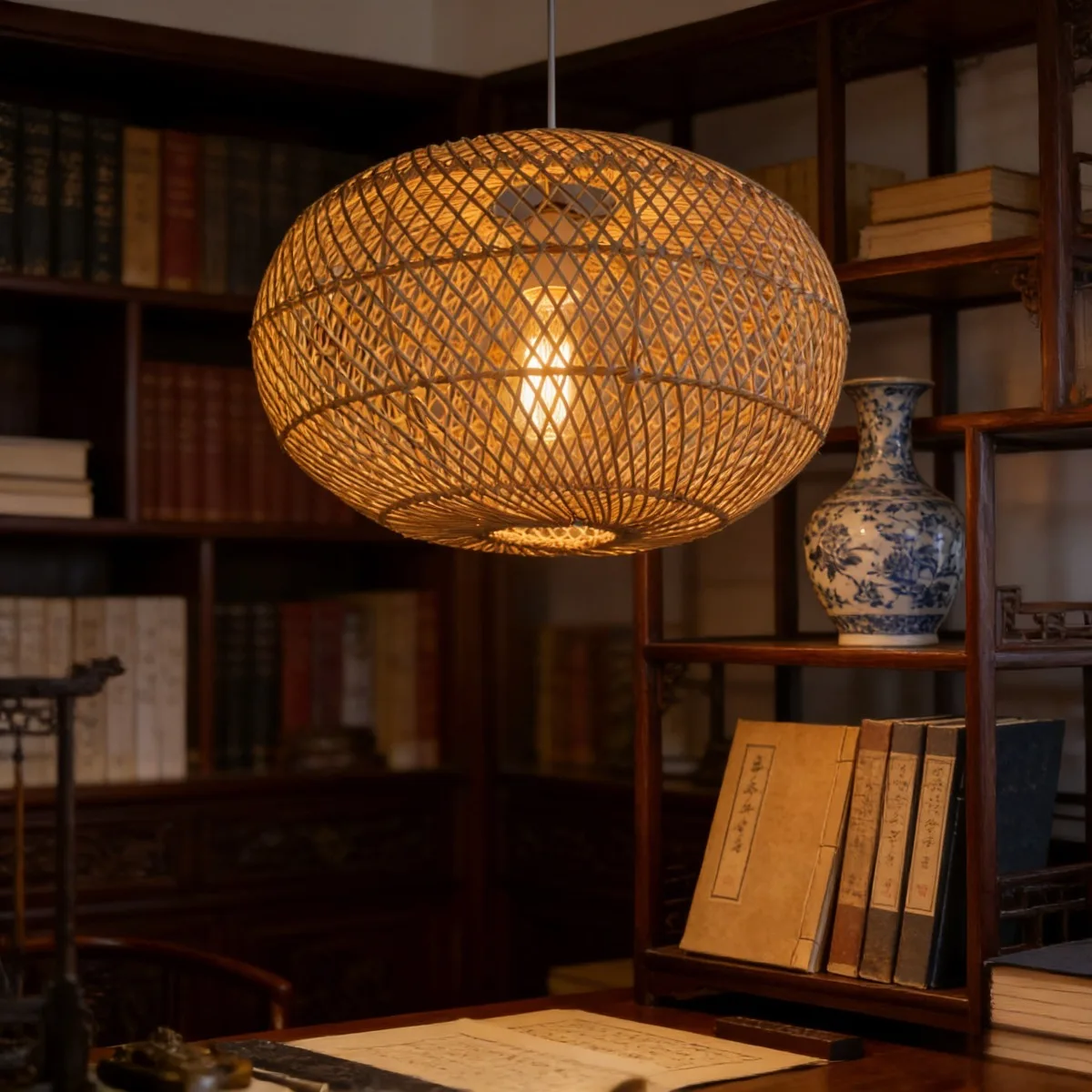 

JOYINLED Rattan Pendant Lamp Hanging Lamp Handmade Bamboo Chandelier Fixture Restaurant Dining Room Indoor Lighting AC85-260V