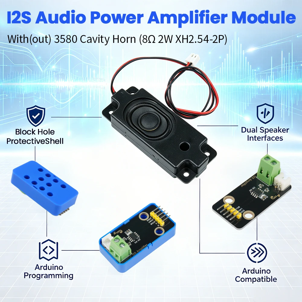 I2S Audio Power Amplifier Module MAX98375 STEM Electronics Building Blocks Compatible Lego Blocks for Arduino IDE Programing
