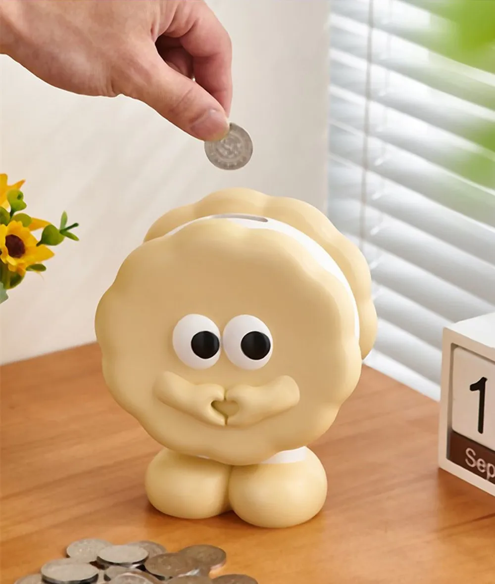 Cute Cartoon Big Eyes Resin Desk Decorations Cookie Piggy Bank Cion Money Saving Storage Box