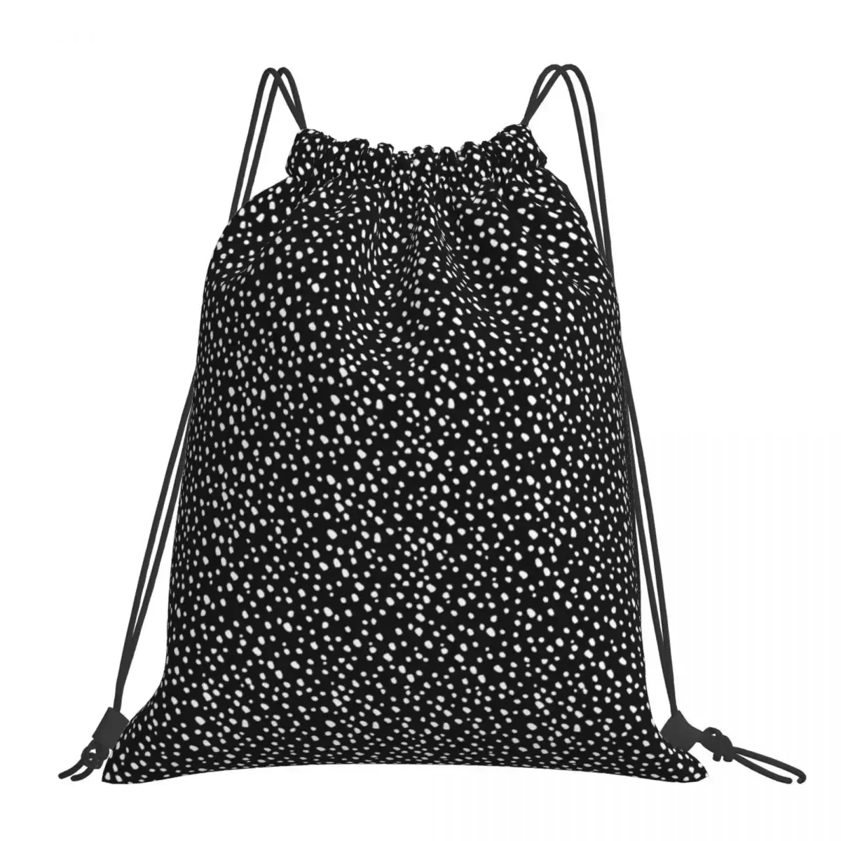 White Dots On Black Backpacks Multi-function Drawstring Bags Drawstring Bundle Pocket Shoes Bag BookBag For Travel Students