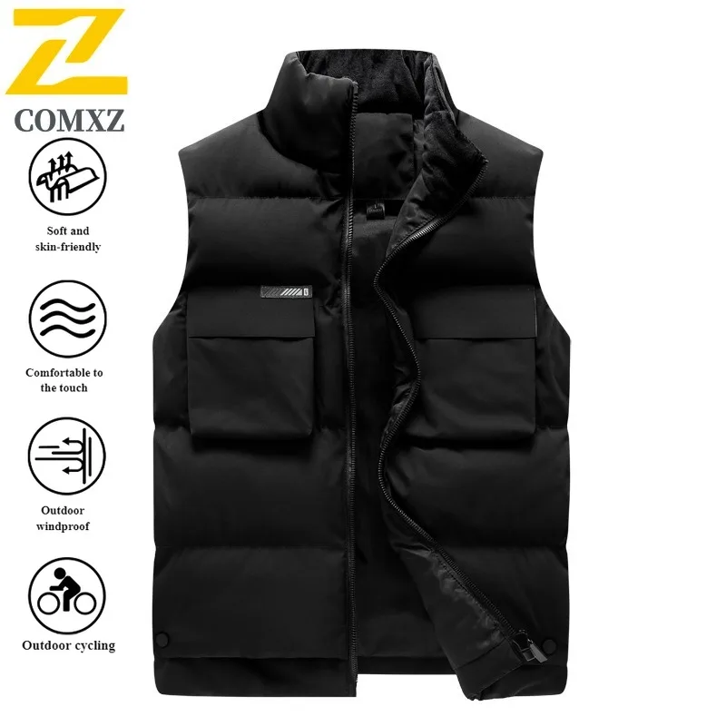 

Autumn Winter Unisex Sports Vest Stand Collar Workwear Windproof Thickened Sleeveless Coat for Hiking Camping Fishing New 2025