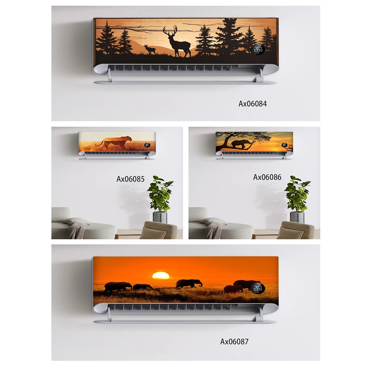 Wild Animal Sunset Air Conditioner Sticker Self Adhesive Rustic Bedroom Home Waterproof Decoration Ornamental AC Stickers