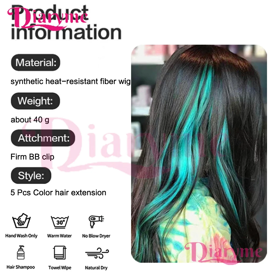 Perruque d'extension de cheveux synthétiques de couleur, 5 pièces, Style Clip BB, adaptée aux filles et aux dames, vêtements de vacances