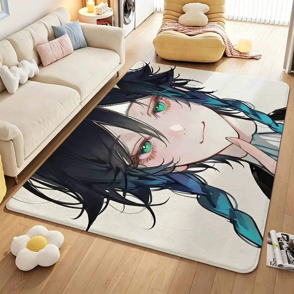 G-Genshin-I V-Venti W-Wendy Short Plush Anti-Slip Rug Soft Machine Washable Floor Mat Home Decor