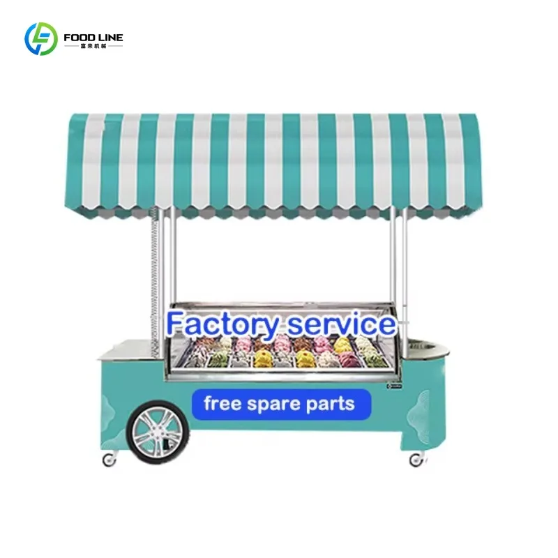 Customized Beach Frozen Ice Cream Bike Commercial Hand Push Mexican Display Cart Freezer