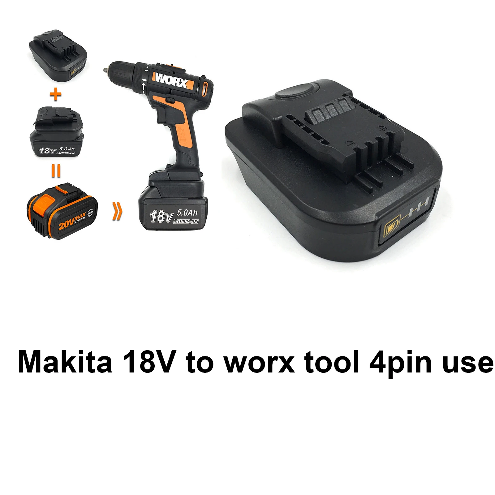 Tool adapter for Makita to Worx 20V tool battery use 4pin 5pin Drill Driver Hammer car washer