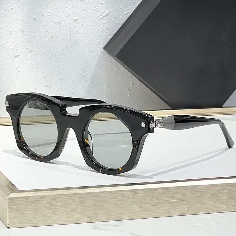 

ins Maske J6 Round Acetate Simple Sunglasses for Men and Women High Quality Brand Designer UV400 Optical Retro Eyewear with Case