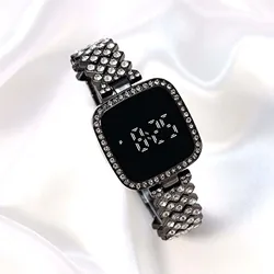 Women's Crystal Bracelet Watch Easy to Read Square Dial Touch Screen Wristwatch eting and Dating Office