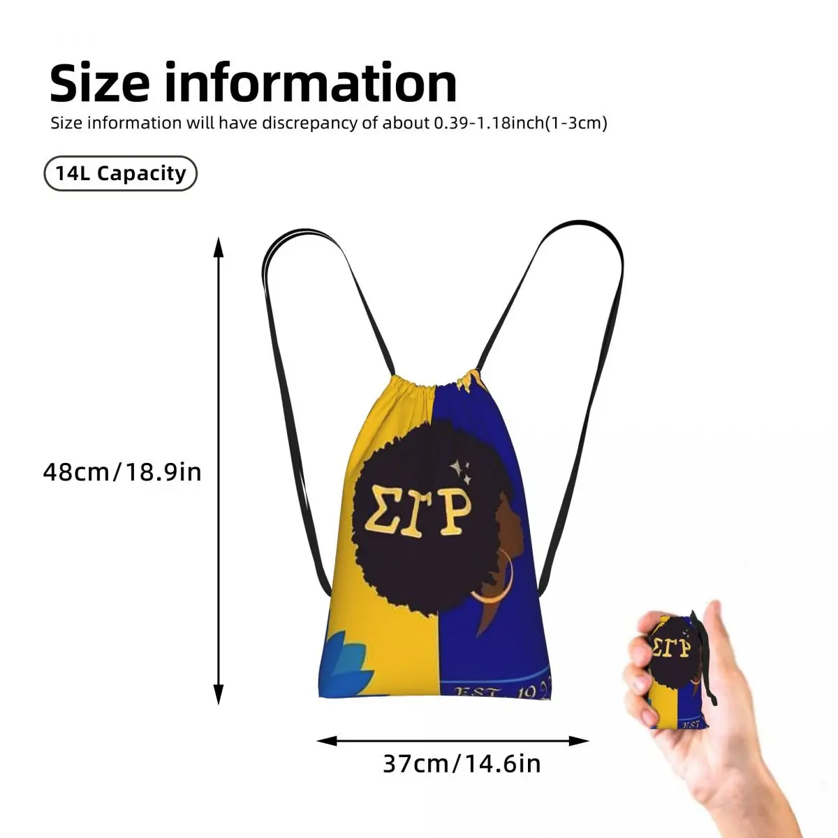 Sigma Gamma Rho 1922 SGR Drawstring Backpack hiking cycling Bag Portable Travel Drawstring Bag for Men Women