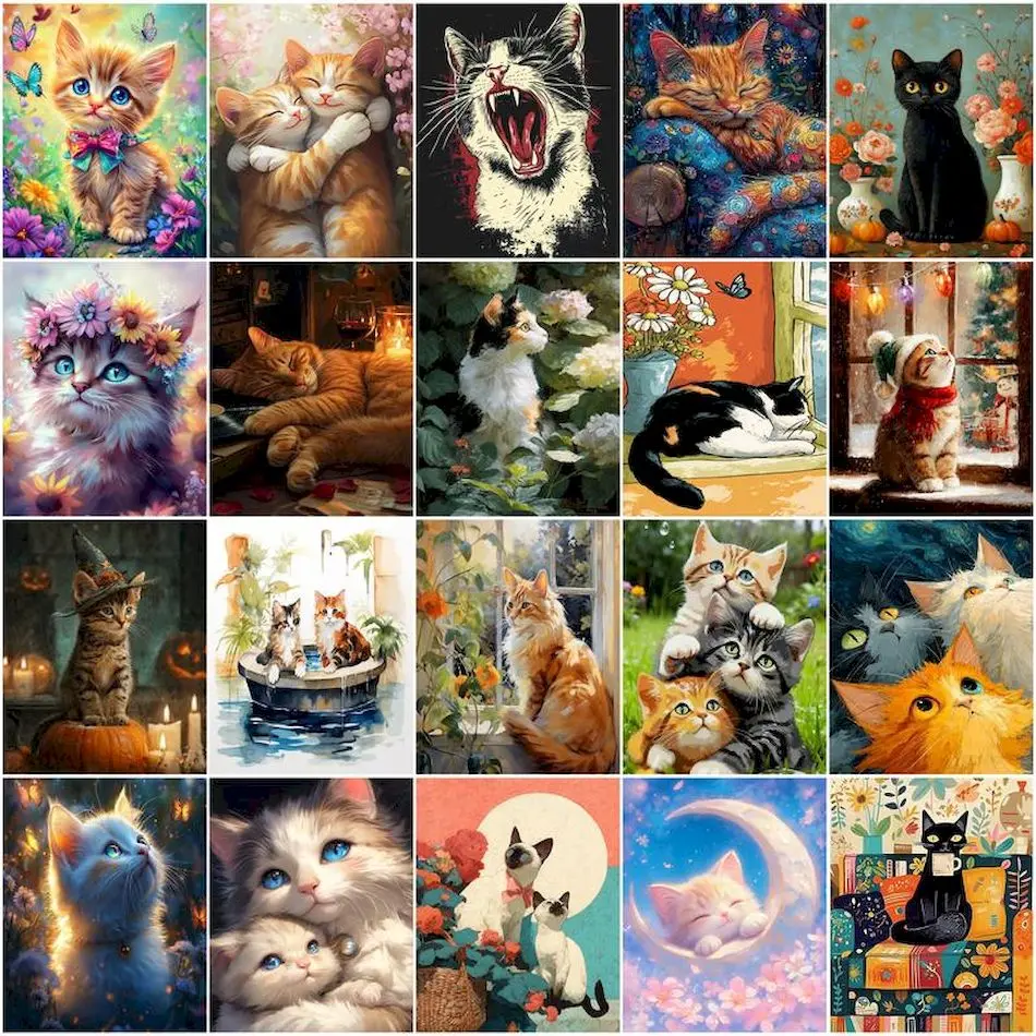 

GATYZTORY Paint By Numbers Markers By Numbers Cat Animals Art Supplies Picture Drawing Acrylic Diy Set Acrylic Paints Wall Decor