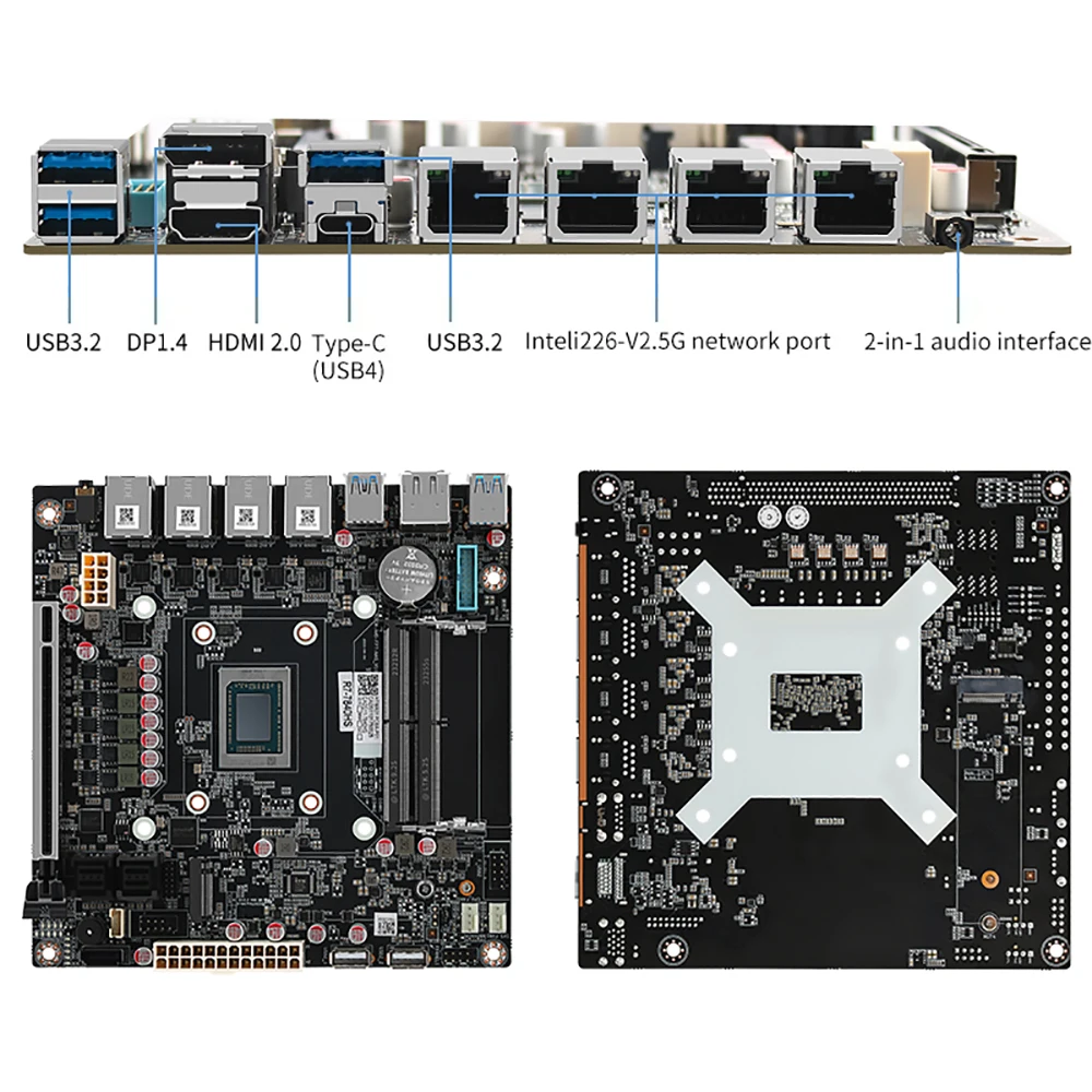 Imagem -04 - Placa-mãe Amd Ryzen 7940hs Armazenamento Itx Nas 9-bay Lan 2.5g 4x I226-v 2xnvme 2x16gb Ddr5 5600mhz Roteador Suave